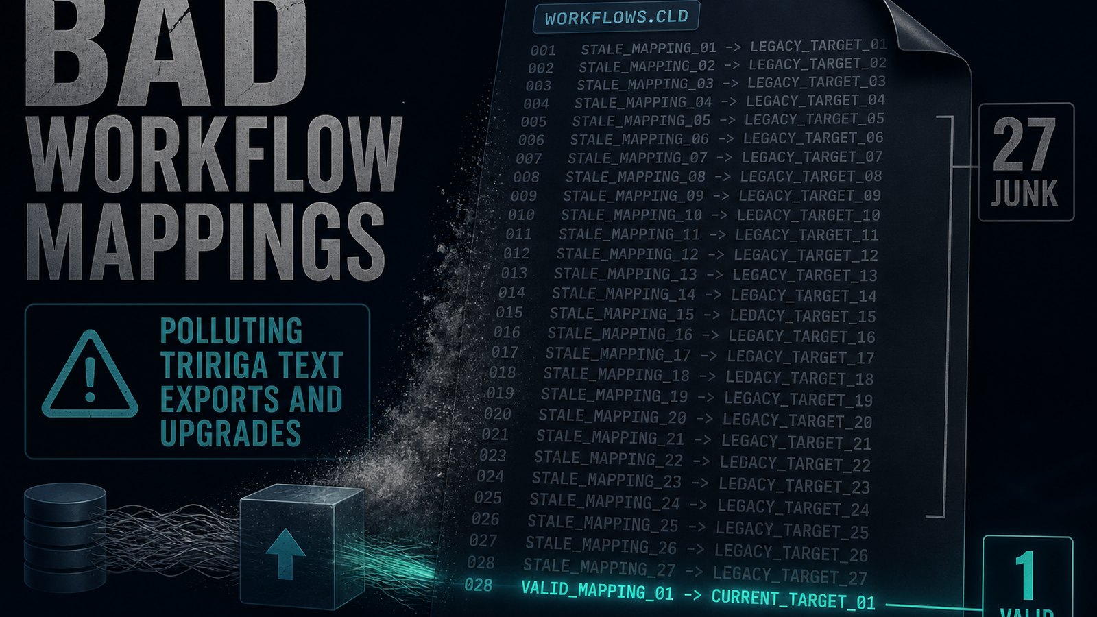 How bad workflow mappings hurt workflow text exports and hamper the TRIRIGA application upgrade process.